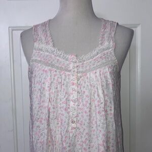 Eileen West Rayon Ditsy Pink Floral Nightgown Lounge Dress M